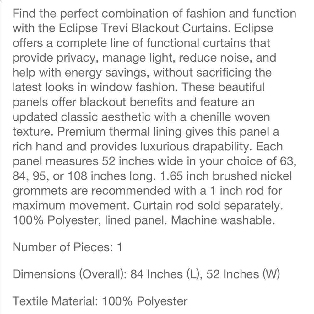 NEW! Eclipse Trevi Thermaline blackout curtain - Picture 3 of 6